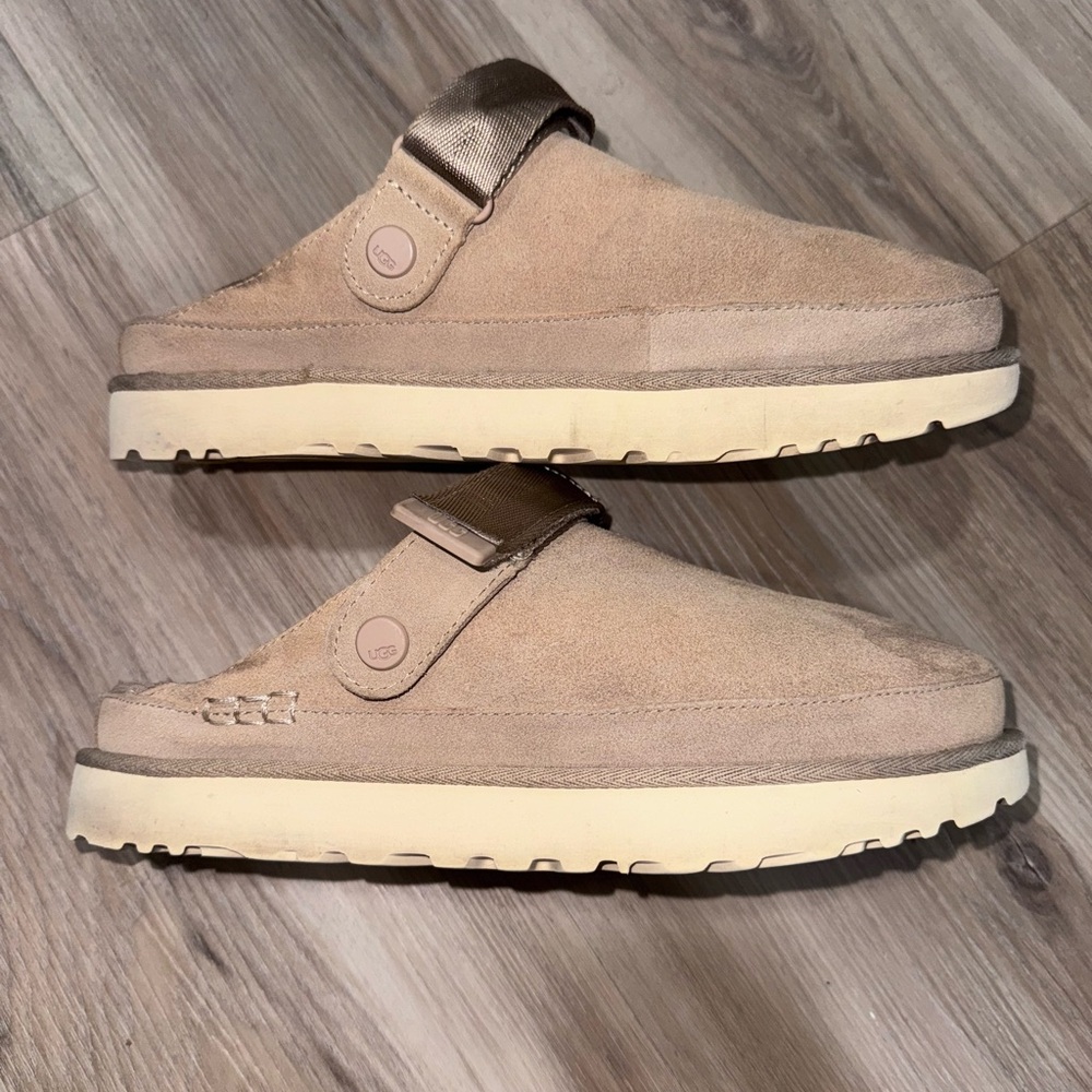 Tan Suede Slip-On Clogs